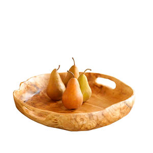 Naturel fait à la main pour servir la maison ustensiles de cuisine vaisselle restaurants de table plateau de service décoratif plateau en bois avec poignées - Product Image 5