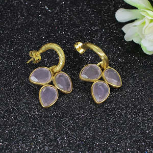 Rose Quartz <b>Fashion</b> <b>Chandelier</b> Drop <b>Earrings</b> - Product Image 2