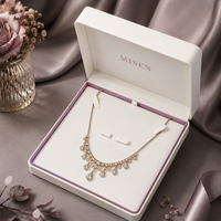 Coffret d'emballage carré personnalisé MISEN en cuir PU blanc avec couvercles pour bagues, colliers, bracelets et joncs, avec logo, vente en gros