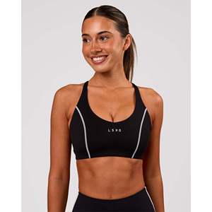 Stellar Seamless Padded Fitness <b>Bra</b>-Black <b>White</b> Print Lightweight Breathable Yoga <b>Sports</b> <b>Bra</b> for Women - Product Image 2