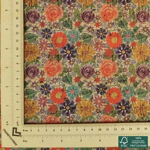 Tissu en liège blanc imprimé de motifs floraux, vente en gros, tissu tissé en lin biologique mélangé à de la viscose, doux, coloré, motif floral - Product Image 6