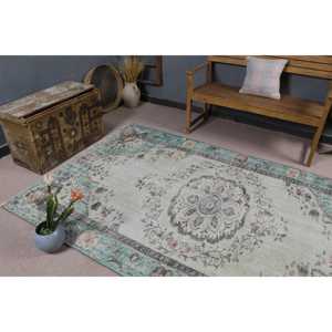 Alfombra Turca Vintage de 5.2x8.1 pies, Alfombra Grande, Alfombra de Lana Azul - Product Image 4