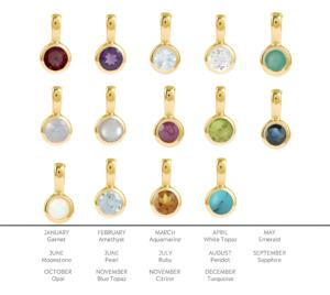 12 dijes colgantes de piedra natal en bisel chapado en oro de Plata de Ley 925, juego de colgantes de piedras preciosas de nacimiento mensual para mujer, - Product Image 2