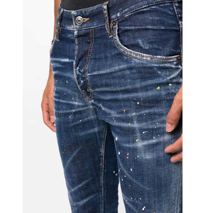 กางเกงยีนส์สีสกินนี่ผู้ชายวินเทจขาดๆกางเกงยีนส์เอวสูงสไตล์สตรีทแบบเรียงซ้อนมีซิป - Product Image 4