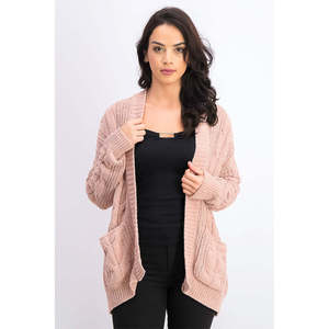 Cardigan Junior Ultra Flirt Taglia Grande Rosa in Lana e Cashmere con Ricami in Ciniglia e Stampa per l'Autunno e l'Inverno - Product Image 1