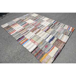 พรมตุรกีขนาด 5.5x7.4 ฟุต พรมวินเทจขนาดใหญ่ พรมสีเบจไล่เฉด - Product Image 3