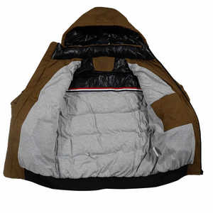 Chaqueta Acolchada de Lona con Capucha para Hombre, Impresión OEM, Logotipo Personalizado en la Parte Delantera, Chaqueta Casual de Invierno con Bolsillos y Servicio OEM - Product Image 3