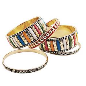 Newly Brass <b>Bangle</b> Vintage Gold Plated Bracelet With Green <b>Jade</b> Inlay Geometric Design Unisex Fashion <b>Bangle</b> for Woman - Product Image 2