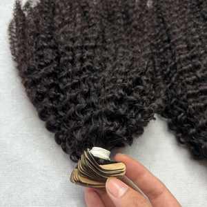 Double Drawn Vietnamese Hair 100% Natural Virgin Hair Burmese Curly Tape Ins Hair Extensions All Length - Product Image 4