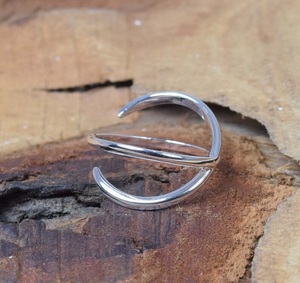Bague ouverte en argent sterling 925 élégante plaine empilable minimaliste déclaration bague bijoux - Product Image 2