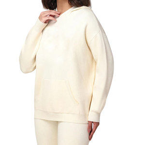 Sweat à capuche en molleton tricoté pour femme, délavé à l'acide, surdimensionné, lourd, épais, uni, chaud, pull, épaules tombantes, coupe ample, personnalisé - Product Image 1