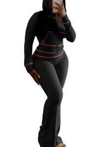 Ensemble de survêtement pour femmes en molleton respirant à manches longues et ample, style streetwear d'hiver, pantalon de survêtement et sweat-shirt décontracté en deux pièces - Product Image 2