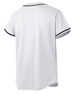 Camiseta de béisbol personalizada con botones, camiseta de softbol de estilo callejero, ajuste juvenil, aparejos de malla ecológica, sarga, nombre sublimado, bordado de EE. UU. - Product Image 2