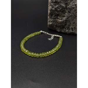 Natural Faceted Rondelle Peridot <b>Gemstone</b> <b>Bracelet</b> Crystal Jewelry for Women - Product Image 3