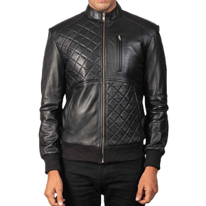 Branded High Street Style Genuine Cow <b>Leather</b> Eco-Friendly Plus Size Men's High Quality Waterproof Breathable Stand <b>Jacket</b> Front - Product Image 1