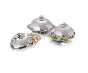 Stainless Steel Classic Design Insulated Serving Casserole Set with Domed Lids (Hot Pot Food Warmer Bowls) Eco-friendly Durable - Product Image 1