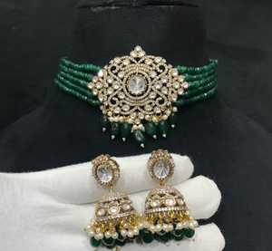 ชุดต่างหูแบบโชกเกอร์ลายทองโบราณมีสไตล์ชุดเครื่องประดับทองเหลืองที่ทันสมัยสำหรับงานแต่งงานของขวัญวันครบรอบ - Product Image 1