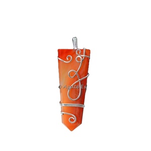 Quartz doré crayon plat pendentifs Om pierre semi-précieuse artisanat sculpté agate Feng Shui Style gravure mascotte bijoux en pierres précieuses - Product Image 5