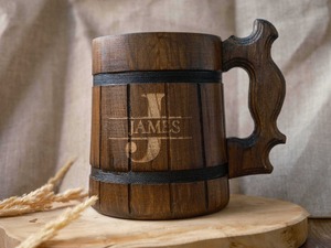 Jarra de cerveza de madera rústica Agregue un toque medieval a Beer Nights Man Caves o Cosplay Drinking Adventures - Product Image 2