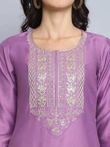 Bulk Supply Women Reyon Slub Coding Embroidery <b>Suit</b> Set <b>Purple</b> Rama Colors Premium Ethnic Wear For Retailers High Margin Stock - Product Image 6