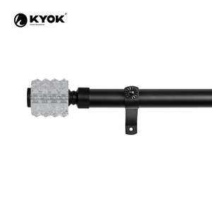 KYOK Modern Black Curtain <b>Pole</b> with Glass Ball Finial Easy Installation Minimalist Design 0.75-0.99 Inch Diameter - Product Image 3