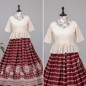 Nouveau design 2023 belle Georgette cousu Lehenga Choli avec miroir en papier et broderie de fil pour femmes fournisseur - Product Image 6