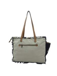 กระเป๋าผ้าแคนวาสแบบมีขอบหยักทำด้วยมือทำมือพร้อมกระเป๋าเน้นหนังสำหรับใส่ทุกวันและการเดินทางกระเป๋าผ้าใบทำมือแบบมีสไตล์ - Product Image 2