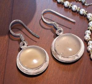 Pendientes colgantes redondos de cuarzo ahumado Natural brillante Pendientes colgantes de estilo étnico de Plata de Ley 925 para fiesta de boda o regalo - Product Image 3