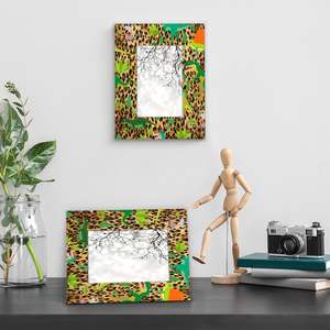 Dinosa Cute 4x6 Picture <b>Frame</b> for Home Bedroom Living Room Leopard Skin Dinosa Wooden <b>Photo</b> <b>Frame</b> for Display Desktop or Wall - Product Image 5