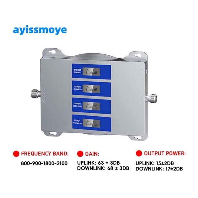 Fullset 4G 3G GSM Mobile Signal Booster with 0-1400sqm Coverage