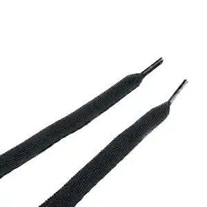 Wholesale Black High Quality 10mm Strings Sport Length Polyester Flat Custom Sneaker For Garment