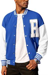 Chaqueta Letterman para hombre con tela de lana y botones a presión Chaqueta Varsity para hombre con cuello de béisbol y estilo retro - Product Image 2