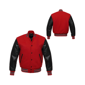 Blouson aviateur universitaire en laine personnalisé 2025 pour hommes Chenille Works Casual Print Plain Sheep Winter Button Leather Plus Size Letter - Product Image 6