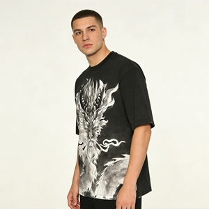 T-shirt Homme Oversize Épais en Coton 100% Toile Imprimé Graphique Streetwear Décontracté Ample XL - Product Image 1