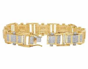 Premium Custom Square Link Bracelet 10K Yellow Gold Lab Grown Diamond Iced Out Jewelry para hombres - Product Image 2