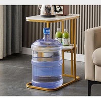 Table basse en fer en forme de C au design moderne, finition dorée, durable, hauteur réglable, écologique, portable, facile à nettoyer, salon