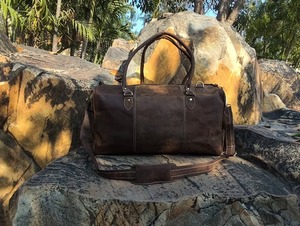 Bolsa de lona de cuero genuino Vintage Unisex hecha a mano con logotipo personalizado Weekender Gym Vacation Travel Companion Equipaje de viaje durante la noche - Product Image 3