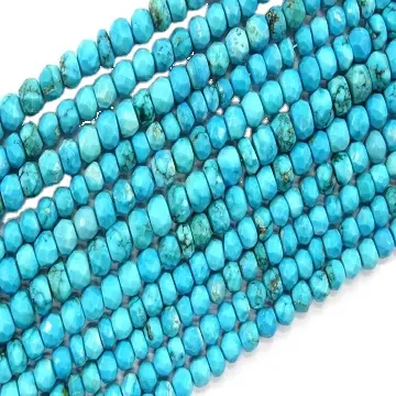 Turchese Rondelle 13 "filo sfaccettato perline che fanno bellissimi gioielli blu collane di pietra genuina qualità Hiigh