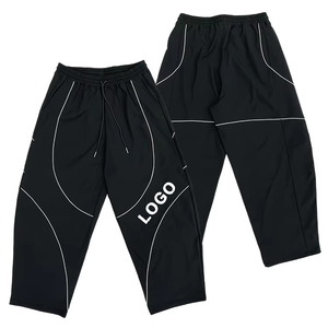 Custom <b>Reflective</b> Tracksuit Set Heat-Transfer Printed logo <b>Jacket</b> Fashion Patchwork Jogger Set Black Streetwear Sports Suit 100% - Product Image 4