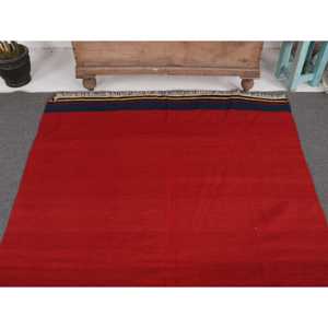 Alfombra vintage, alfombra turca de 4.4x6.6 pies, alfombra de lana con motivos de plantas y árboles en rojo y azul - Product Image 3