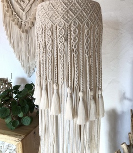 Pantalla cuadrada de algodón bohemio, lámpara de macramé, decoración ecológica para el hogar, candelabros de luz colgantes, diseño elegante para Baño - Product Image 3