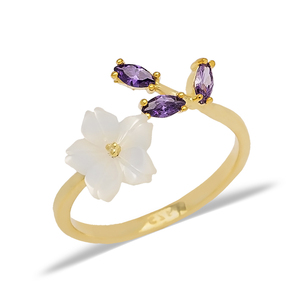 Elegant Amethyst Stone Flower <b>Adjustable</b> Women <b>Ring</b> Turkish Wholesale Handmade 925 <b>Sterling</b> <b>Silver</b> Jewelry - Product Image 4