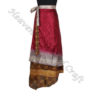 Buy Silk Two Layer <b>Reversible</b> Wrap Around <b>Skirt</b> Buy Silk Wrap Around Dress in USA Boho Stylish Multi Color Summer Wear comfort - Product Image 2