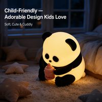 Veilleuse LED Panda en ABS en forme de biberon, mignonne, adorable, douce, souple, à piles, tactile et à intensité variable, pour la maison, la chambre d'enfant, le bureau et comme cadeau
