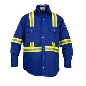 Custom Hi Vis Flame Resistant FR Reflective Anti-Static Waterproof Lightweight 100% Cotton Button Workwear Shirt Men Welding - Product Image 1