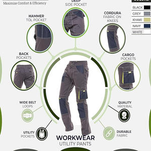 กางเกงเซฟตี้สำหรับผู้ใหญ่สำหรับผู้ชายกางเกงลำลองเย็บติดป้องกันรอยยับระบายอากาศใส่สบายทำตามสั่ง - Product Image 3