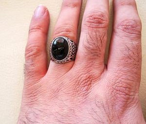 Bague pour homme en argent sterling 925, pierre précieuse onyx noir naturel, pierre de naissance de décembre, style ottoman, bijoux de Noël, vente en gros - Product Image 3