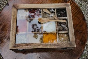 SHELVING NATURAL <b>WOODEN</b> Premium Printed Home <b>Wooden</b> top <b>Spice</b> Box With Separate Compartments for <b>Spices</b> and Dry Fruit Box - Product Image 2