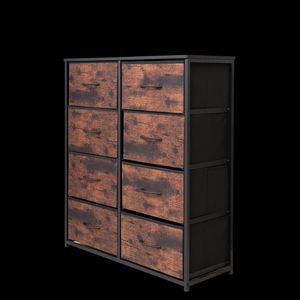 Hua Cheng Dresser 8 Drawers MDF Stainless Steel Modern Bedroom Storage Cabinet Freestanding Pine Wood Style - Product Image 1