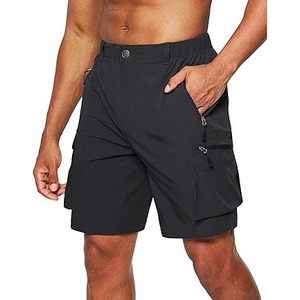 Pantalones cortos Cargo digitales gris oscuro para hombre, precio al por mayor, tela Original 100%, logotipo bordado personalizado, patrón sólido, tejido no tejido - Product Image 5